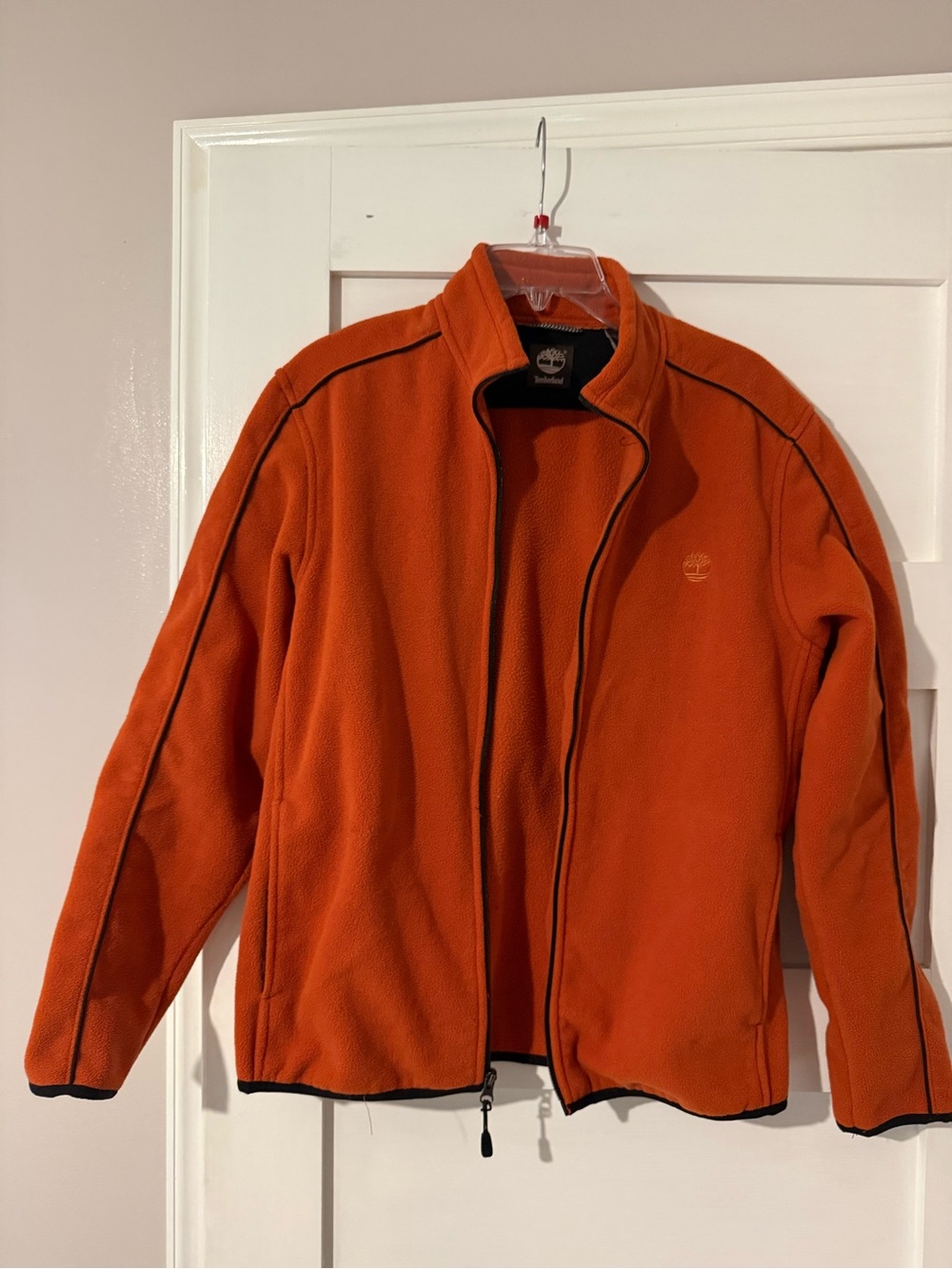 Timberland Men's Bright Orange Fleece Zip Jacket SMALL
